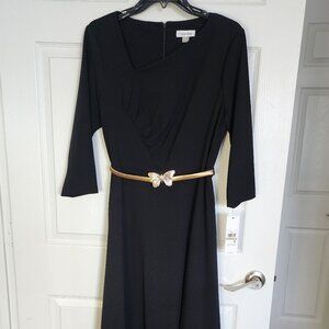 Calvin Klein short black dress with gold belt size 12